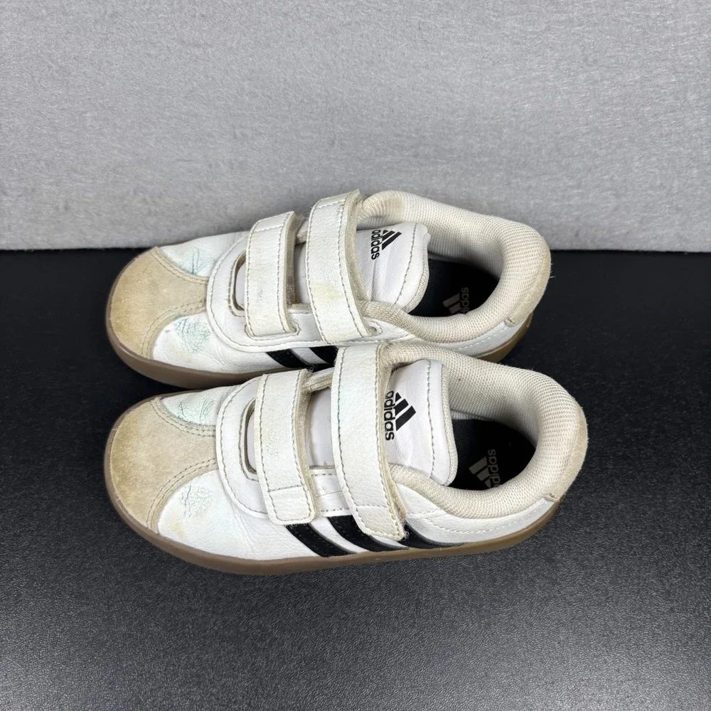 Adidas‎ VL Court 3.0 Hook & Loop No Tie Sneakers Shoes Toddler Size 10K White